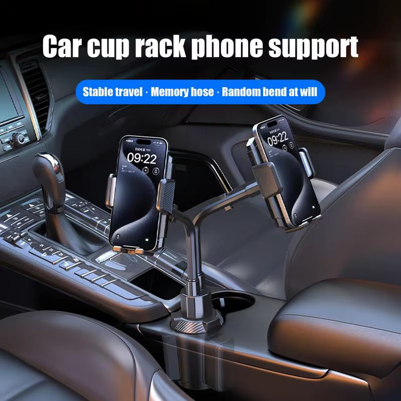 Phone Stand for Car Gooseneck Double Phone Holder Cradle Rotatable Car Cell Phone Mount with Expandable Base for Truck Golf Cart