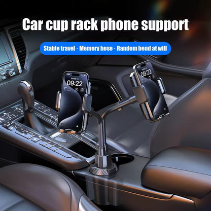 Phone Stand for Car Gooseneck Double Phone Holder Cradle Rotatable Car Cell Phone Mount with Expandable Base for Truck Golf Cart