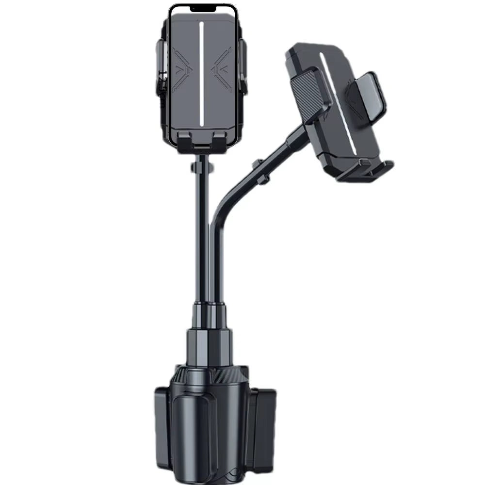 Phone Stand for Car Gooseneck Double Phone Holder Cradle Rotatable Car Cell Phone Mount with Expandable Base for Truck Golf Cart