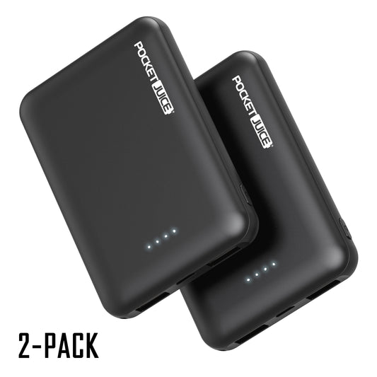 Slim Pro 5,000Mah 2-Pack, Portable Power Bank and Charger with Dual USB Ports