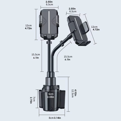 Phone Stand for Car Gooseneck Double Phone Holder Cradle Rotatable Car Cell Phone Mount with Expandable Base for Truck Golf Cart