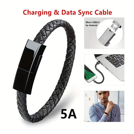 Bracelet Cable USB a to USB C Type C Data Charging Cord for Iphone 15 15Pro 15Promax Samsung Xiaomi Fast Charging Short Cables