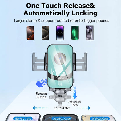 X16S Wireless Car Charger,15W Fast Charging Auto Clamping Car Charger for Dash Windshield Air Vent Compatible,Hands-Free Phone Holder Car Mount for Iphone 16 15 14, Samsung Galaxy,Google, Etc